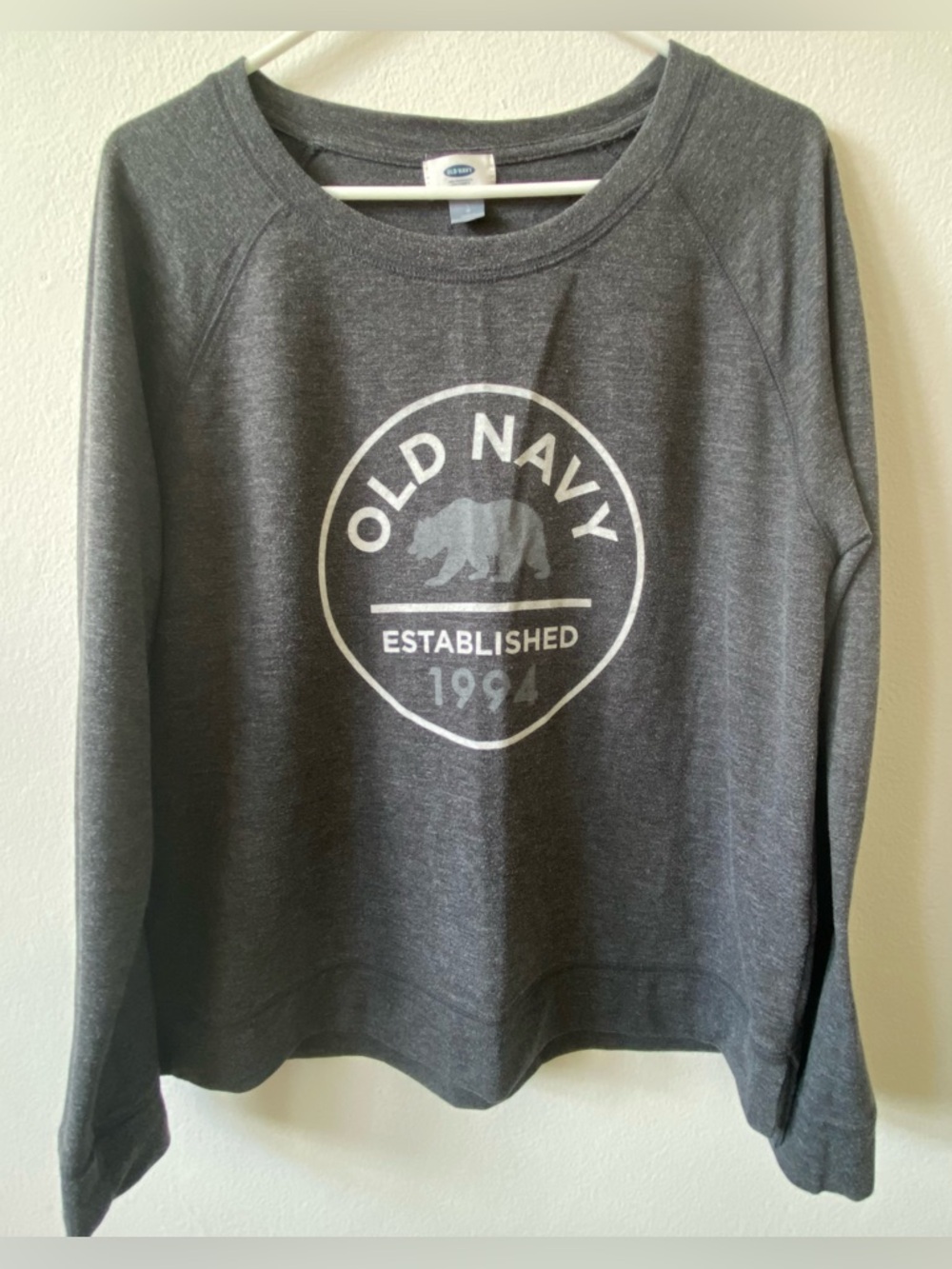 Old Navy Charcoal Gray Crewneck Sweatshirt with Logo L